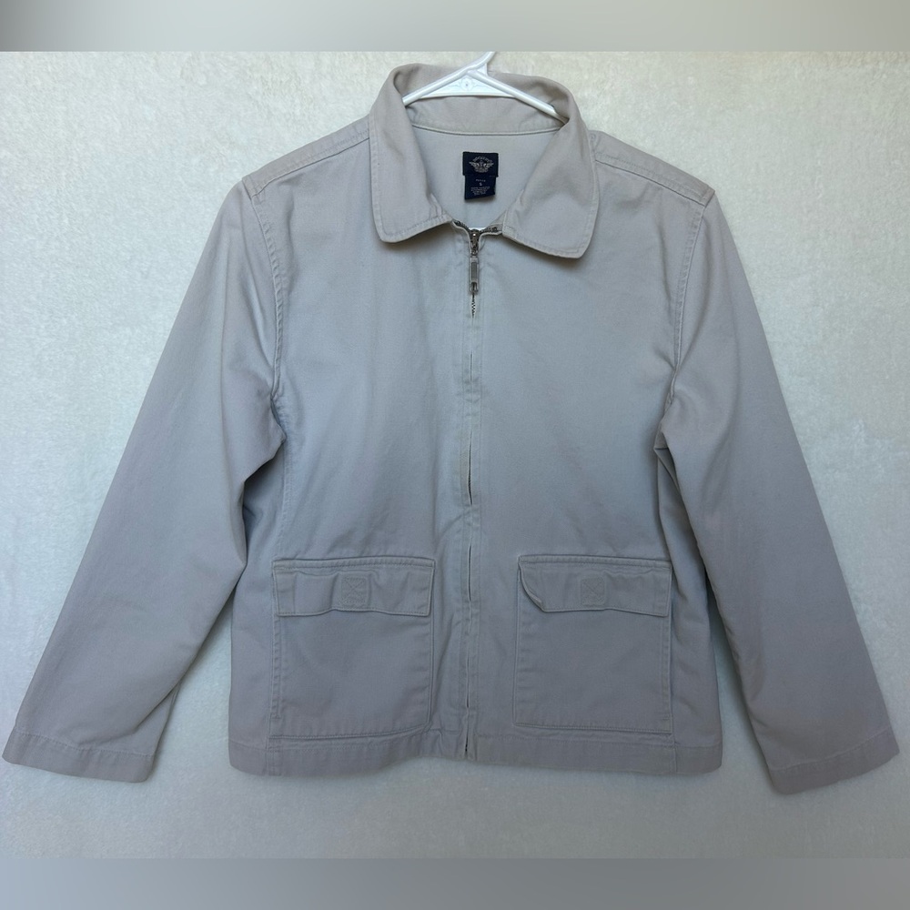 Women’s Vintage Dockers 100% Cotton Utility Khaki Zip Up Jacket Size Small